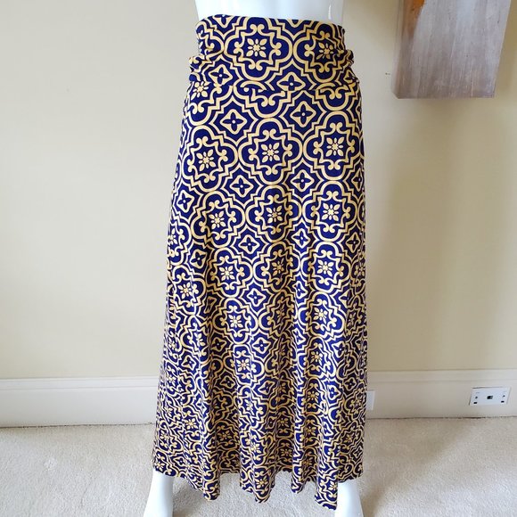 Loveappella Women Blue/Yellow Maxi Skirt SZ XS - Picture 1 of 9